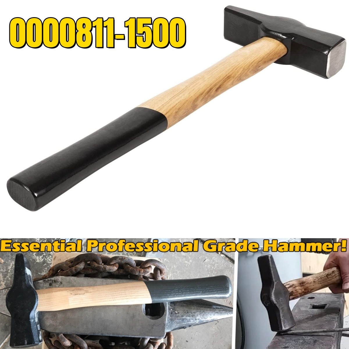 Blacksmith Hammer 1500g - 0000811-1500 Swedish Pattern, Cross Peen Hammer