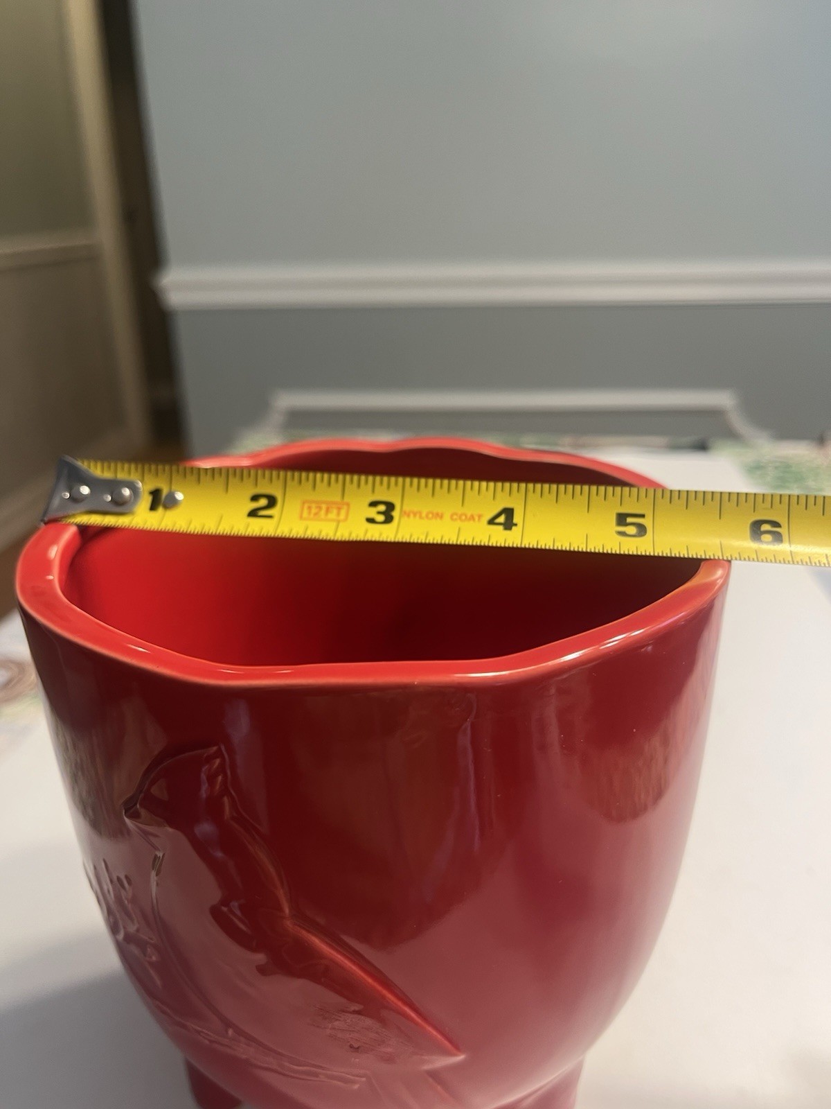 Napco Cardinal Bird Three Footed Red Planter