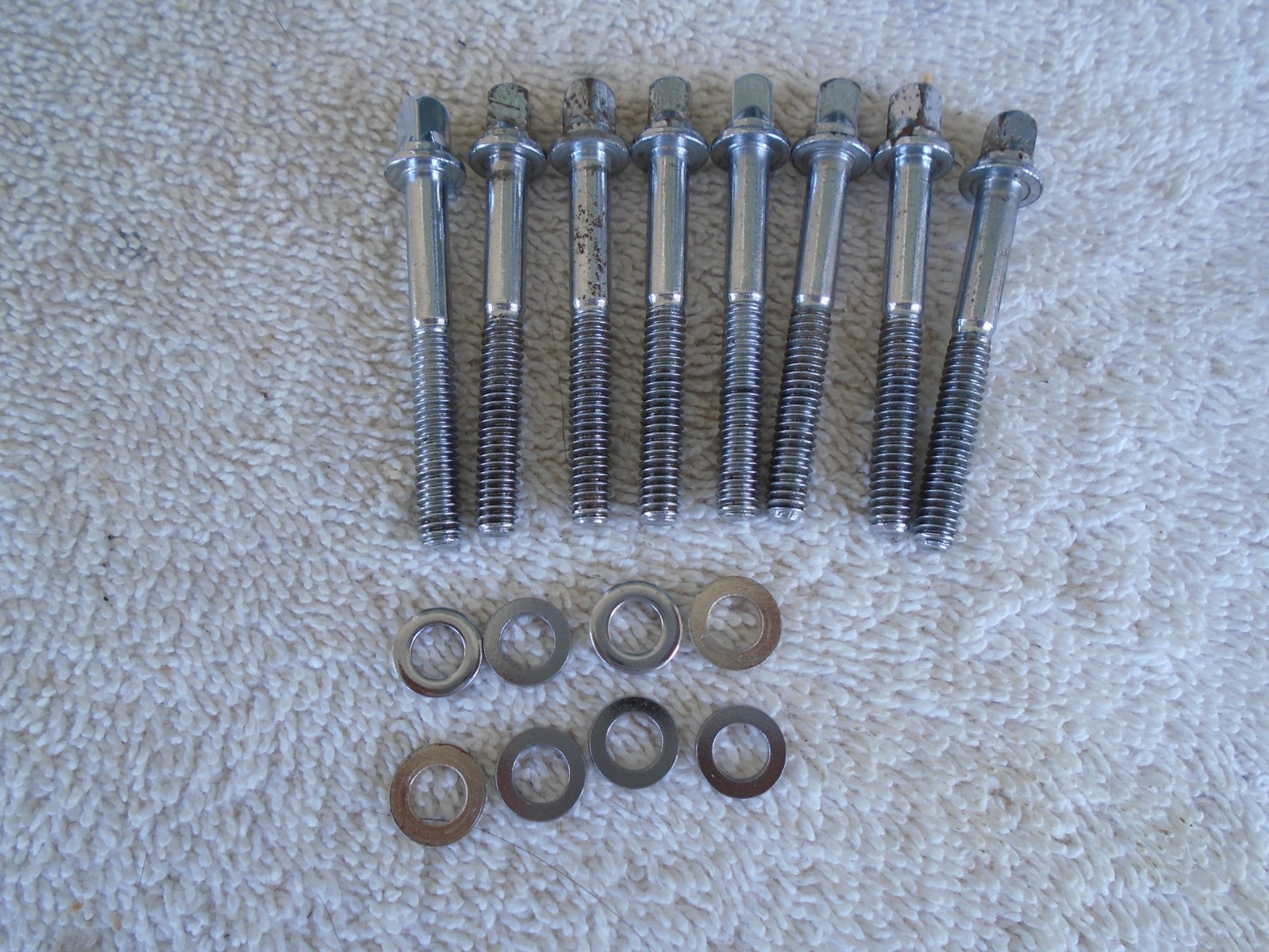 (8) VINTAGE LUDWIG 1 & 7/8 MOUNTED TOM DRUM TENSION RODS-GOOD!