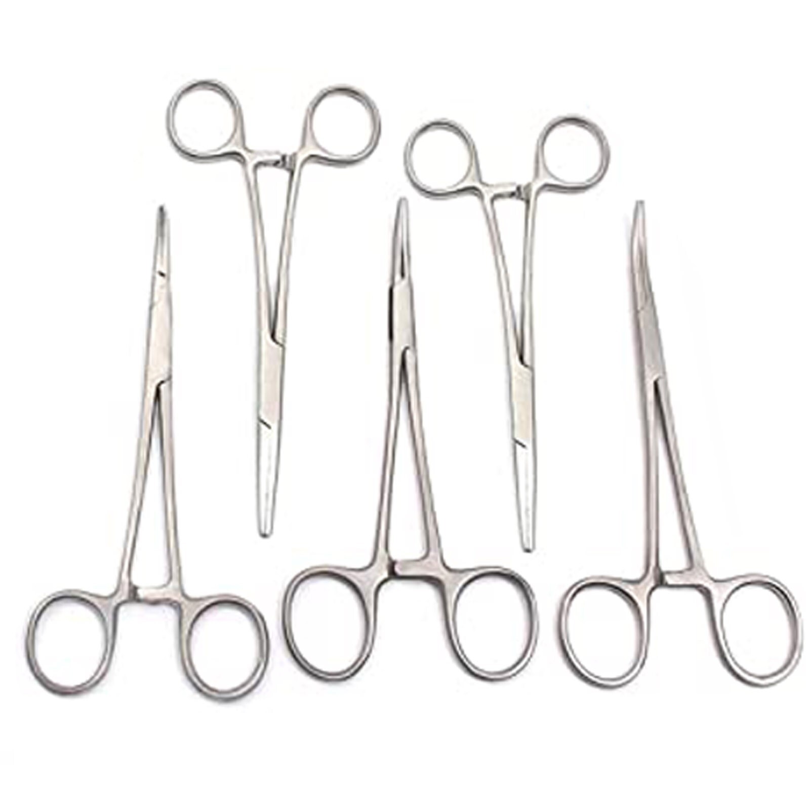 AA Pro: Set 5 Kelly Forceps Curved Veterinary Surgical Locking Tweezers Pliers