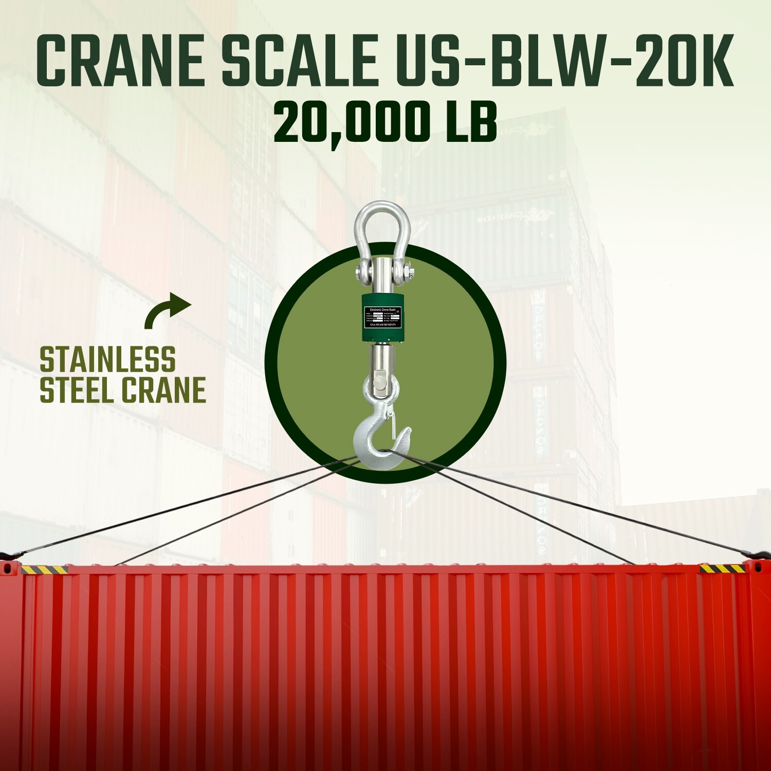 Washdown Safe 20,000 lb Crane Scale Wireless Display & Printer 300 ft Range