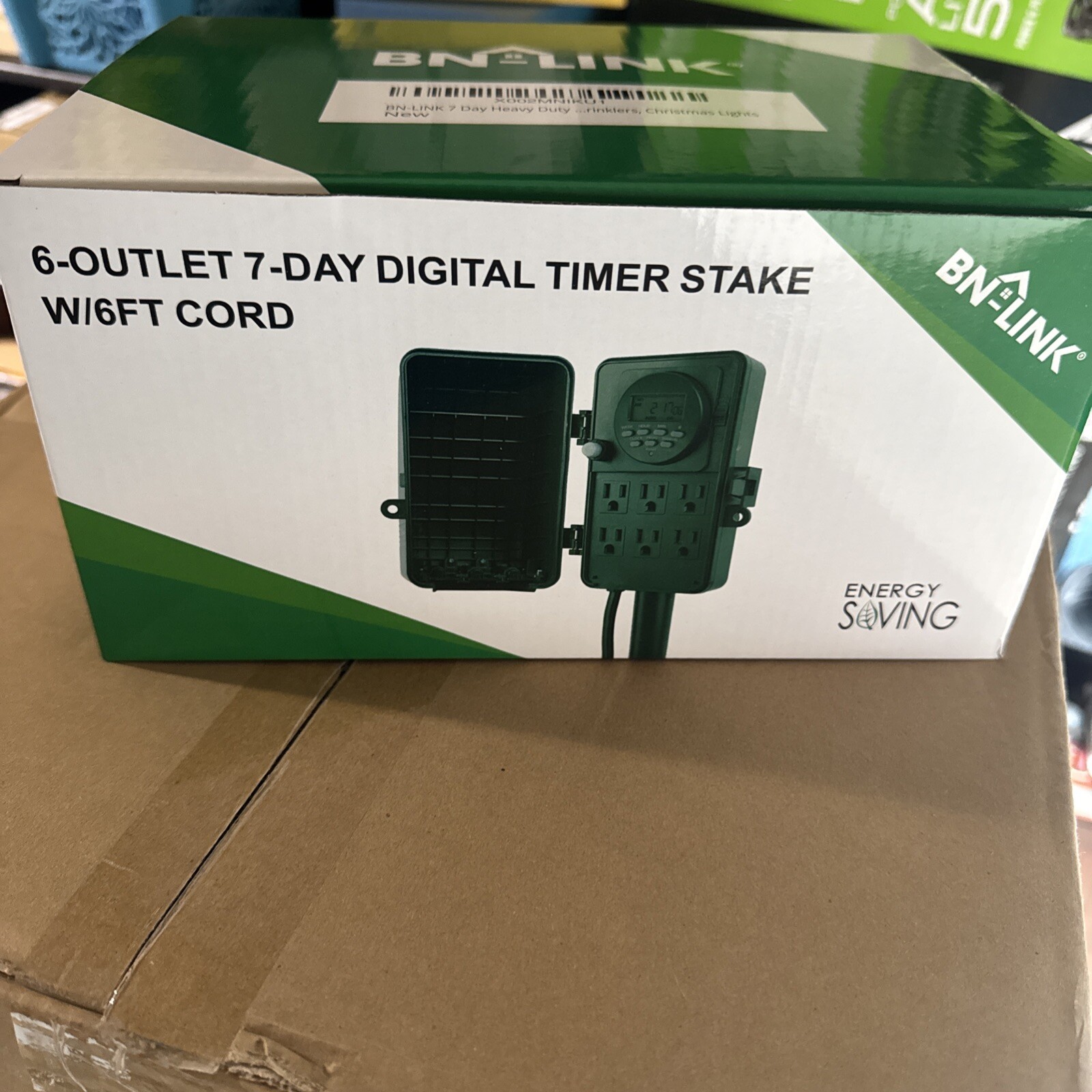 BN-LINK 7 Day Heavy Duty Outdoor Digital Stake Timer, 6 Outlets Weatherproof New