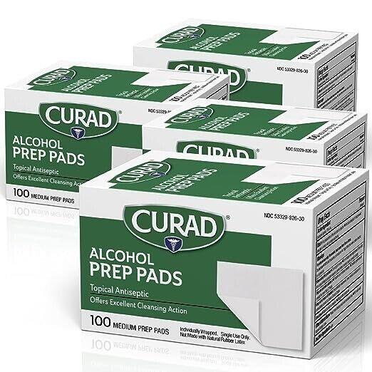NIOB Curad Alcohol Prep Pads, 4 Boxes, 100 ct (400)