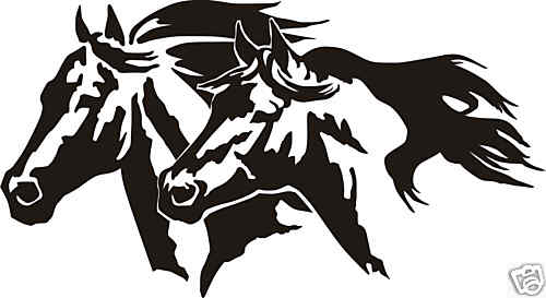 Horses Heads Equestrian Trailer Truck Vinyl Decal 14"