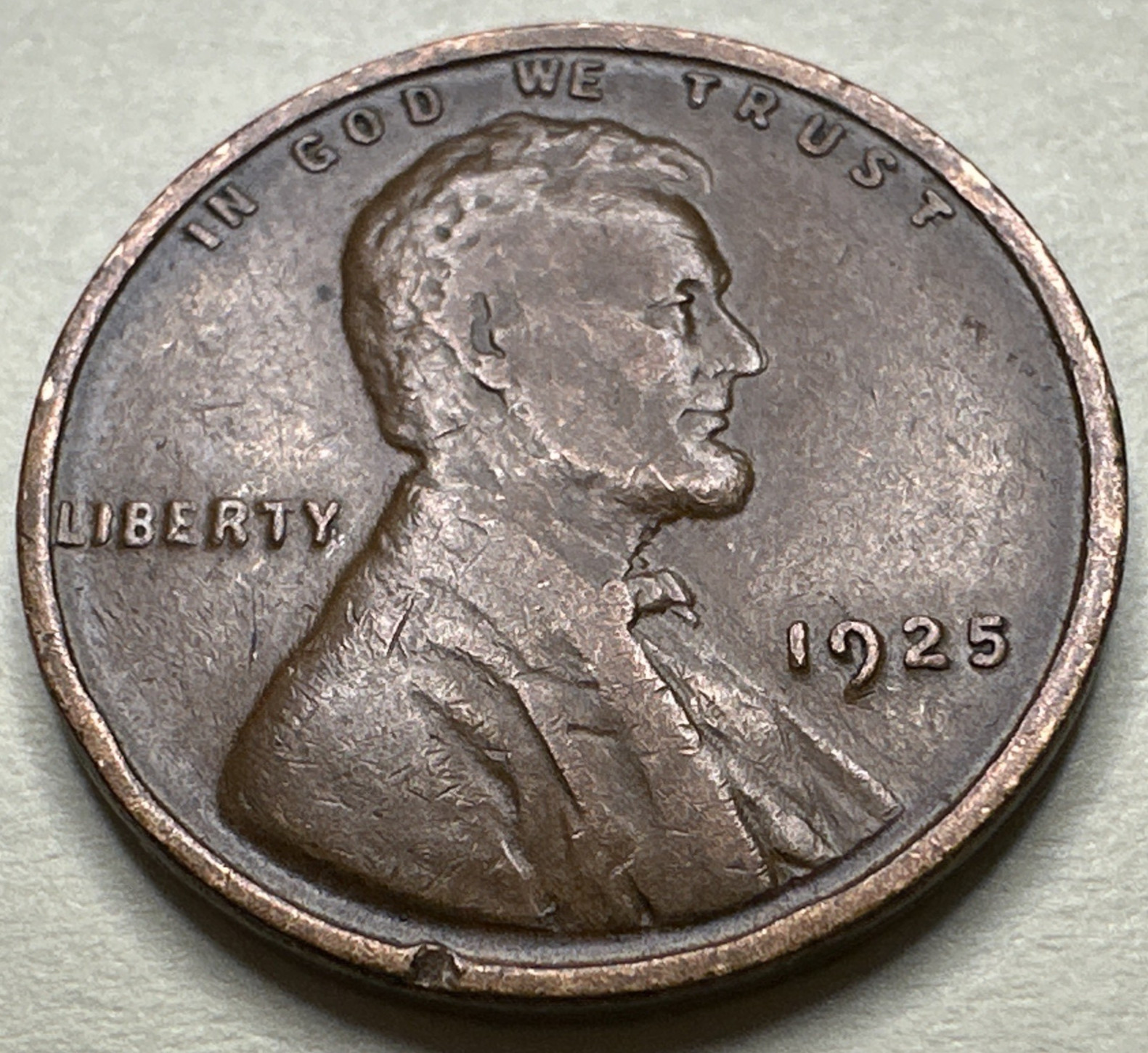 1925 1C BN Lincoln Cent WHEAT PENNY 2702X