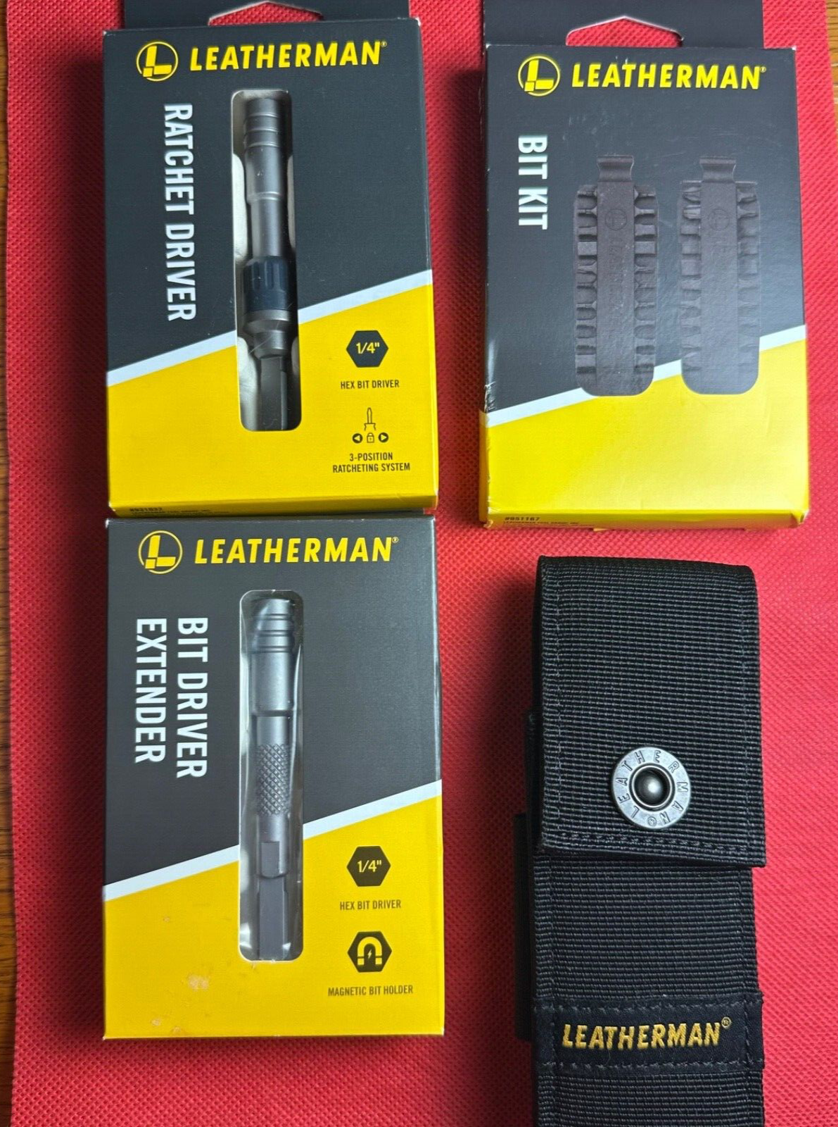 Leatherman EDC kits- Ratchet Driver, Bit Kit, Bit Driver Extender, Sheath, EDC!