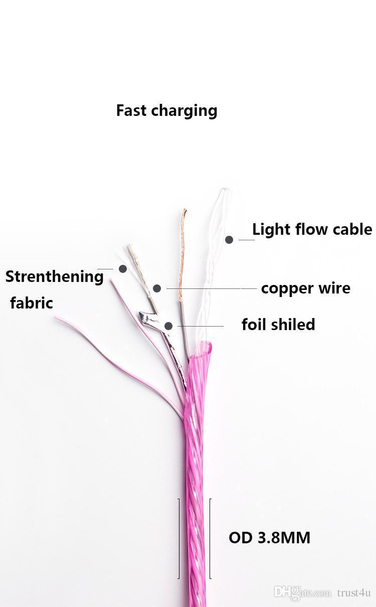 FLOWING LED LIGHT-UP Data Cable charger FOR ALL MICRO (TYPE-C) PHONES & DEVICES