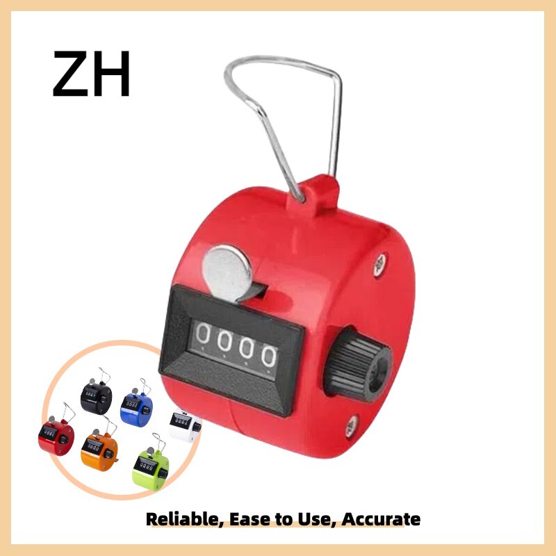 4 Digit Number Dual Clicker Golf Hand Tally Counter Red Handy Convenient