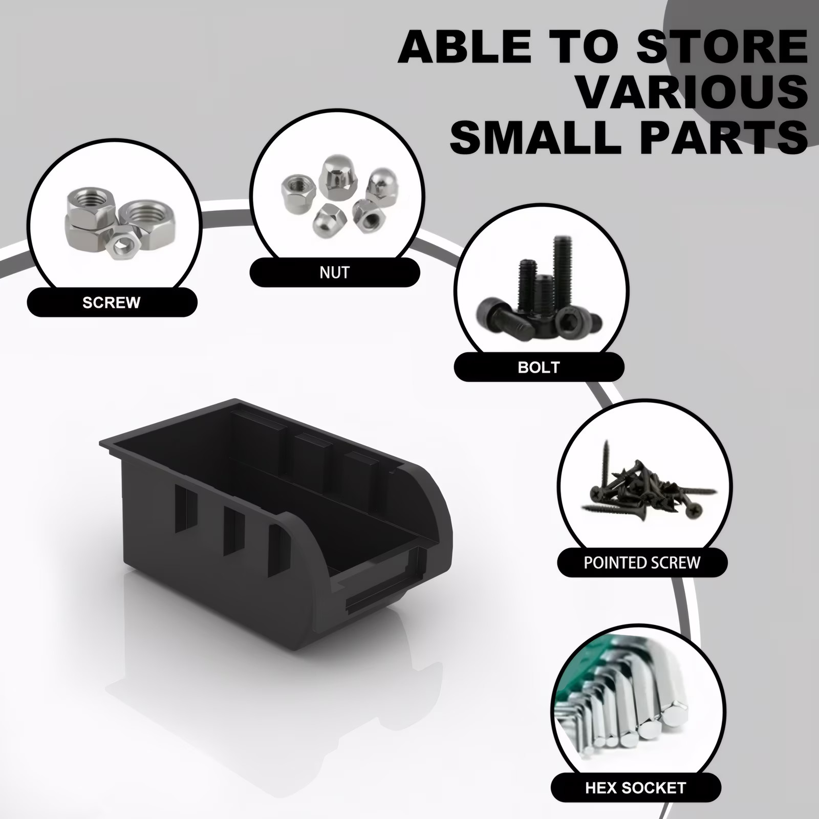 Wall-Mounted Storage Rack System with Bins and Brackets - 60 Pcs Heavy Duty Gara