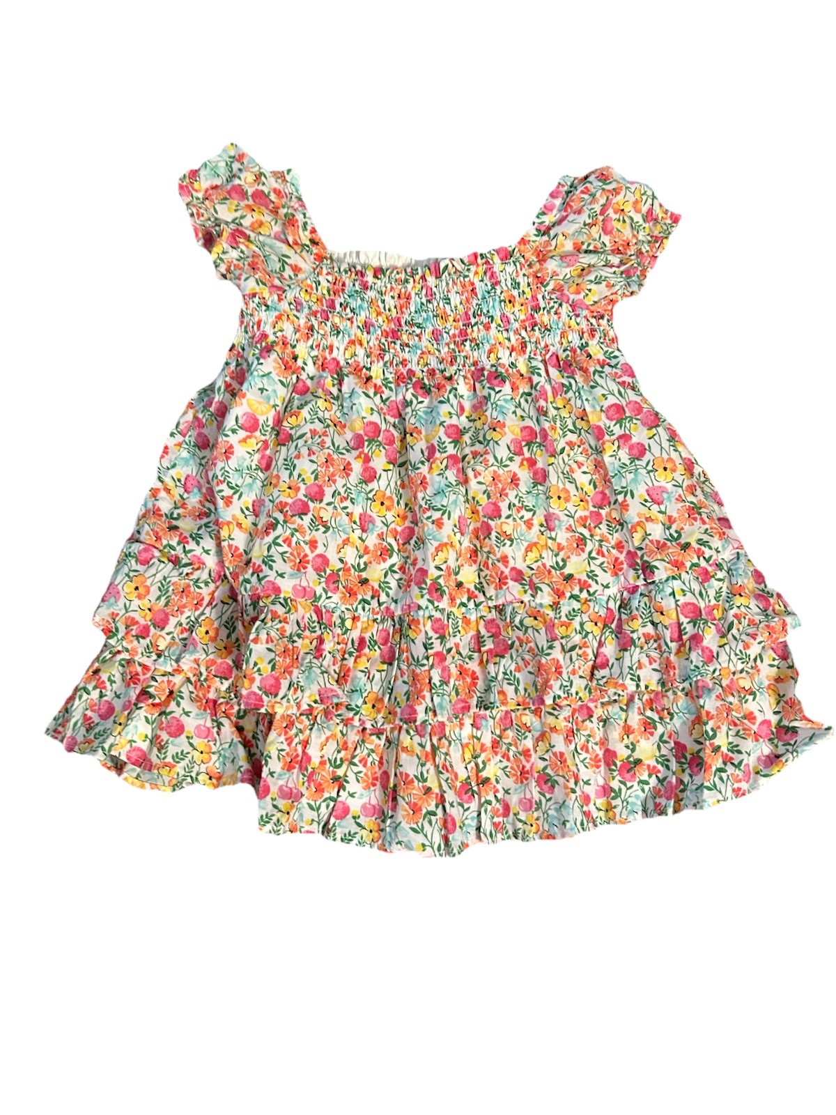 Janie and Jack Baby Girl Dress 3-6 Months Floral Smocked Puff Sleeve Lined NWT