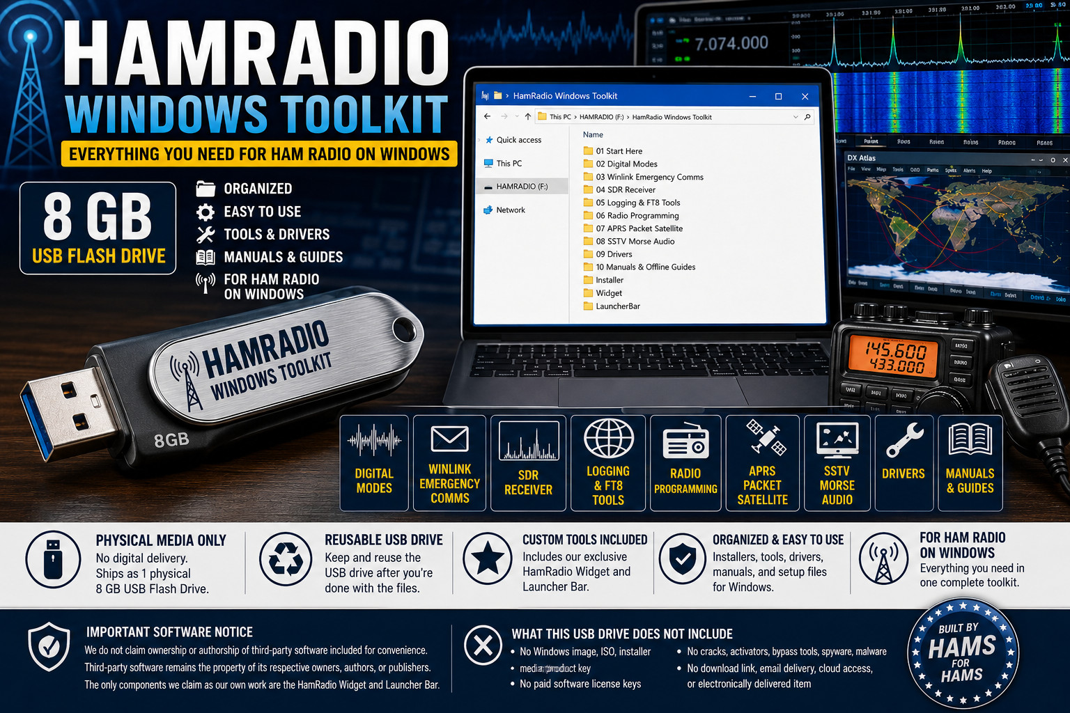 Ham Radio Windows Toolkit in a 8GB USB Amateur Radio PC Setup Installer Tools