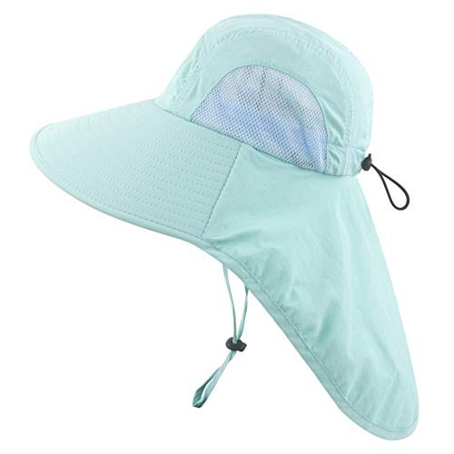 Kids Girls Boys Summer Sun Hat UV Protection UPF50+ Hats Mesh Bucket Sky Blue