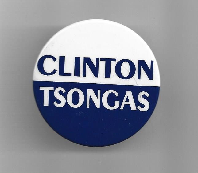 Clinton CONVENTION pin VICE PRESIDENT Hopeful 1992 pinback PAUL TSONGAS