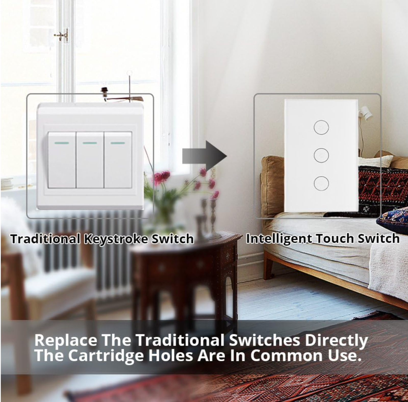 AvatarControls 1-3Gang or Dimmer Smart Wall Switch Touch Glass Panel AlexaGoogle