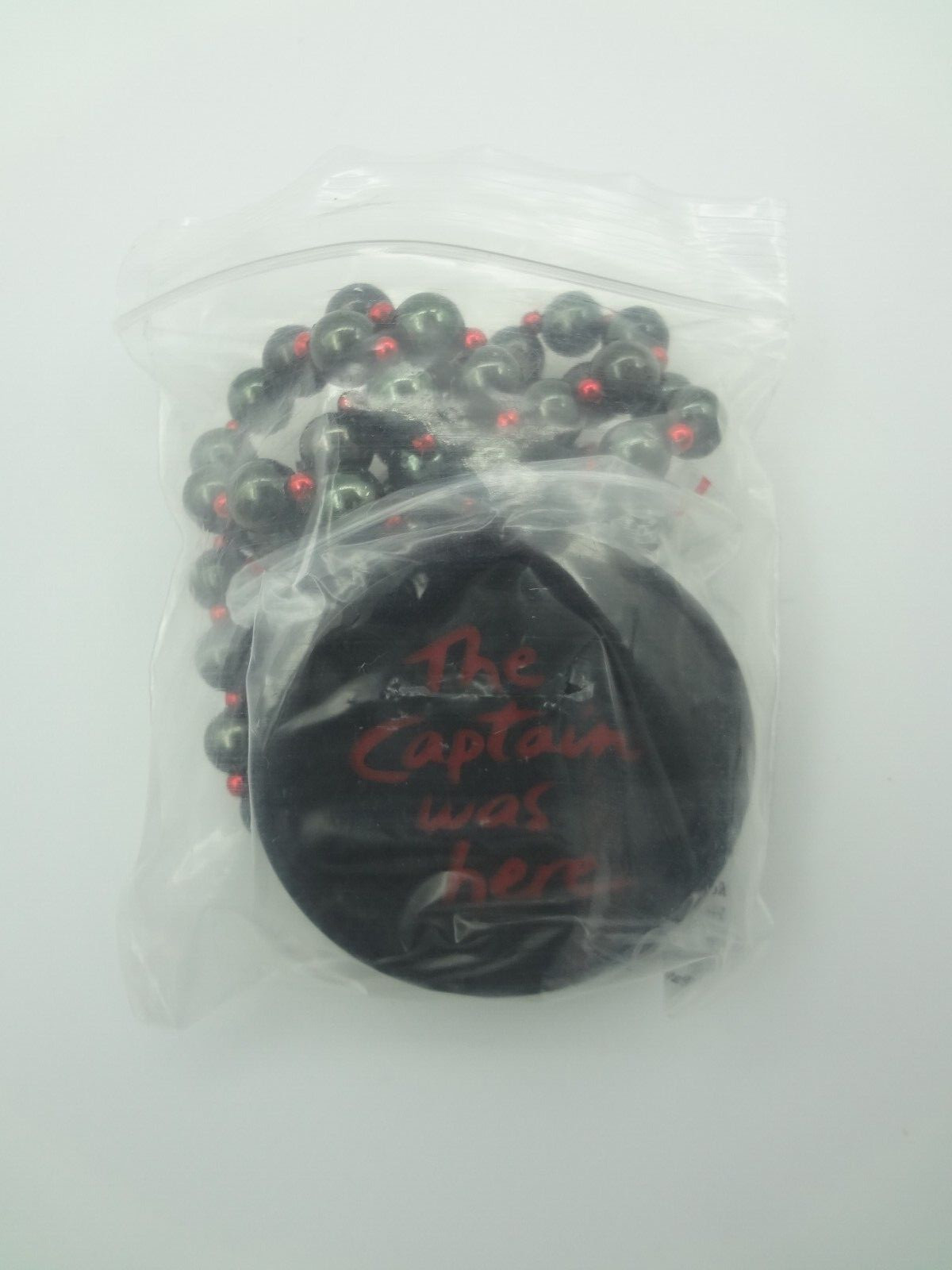 Captain Morgan Mardi Gras Beads Necklace Pin - Black Red NOS