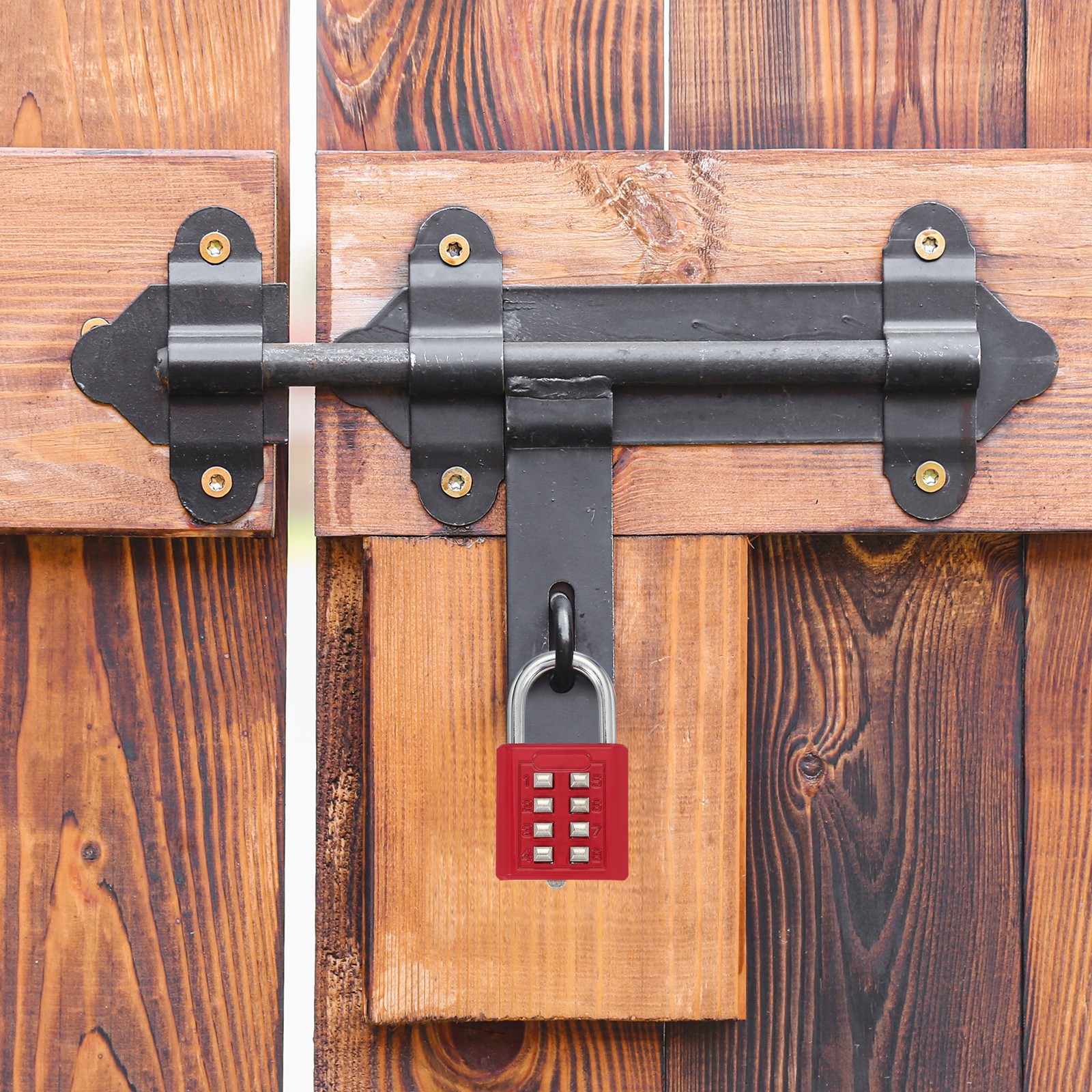 3Pcs Push Button Combination Padlock 8-Digit 4-Position Lock Red