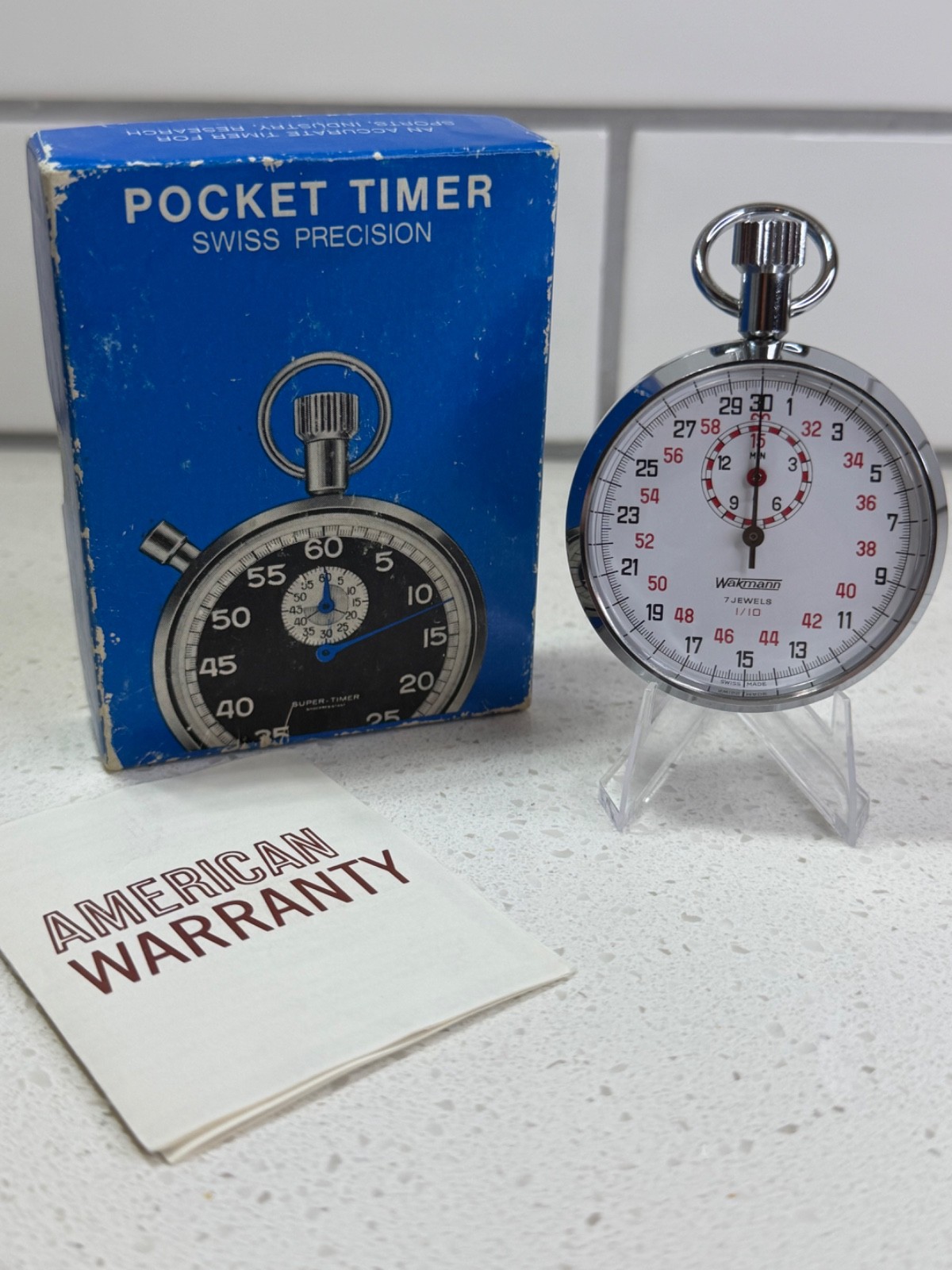 Wakmann Swiss Made 7 Jewels Mechanical Stopwatch – With Original Box