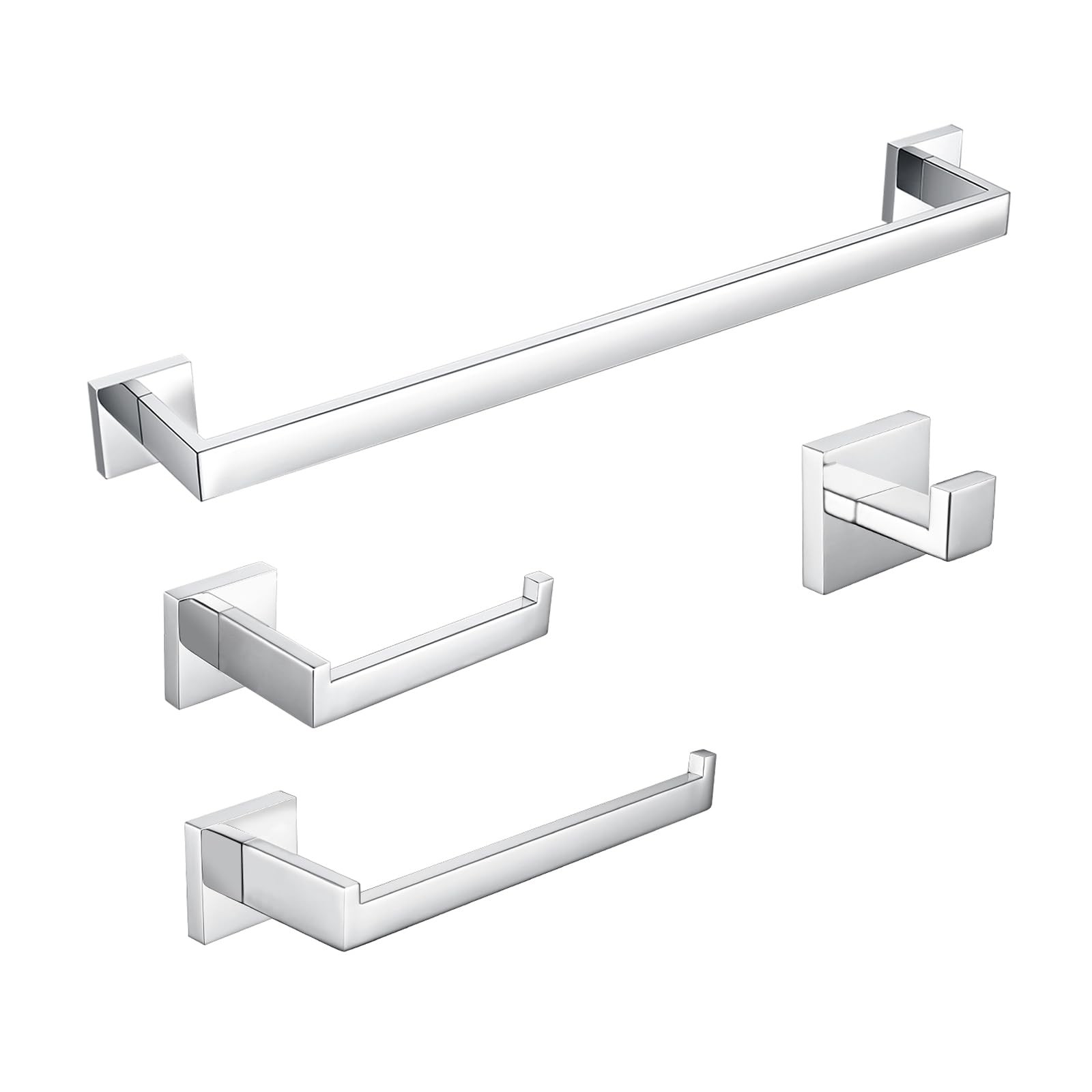 BAGNOLUX Bathroom Hardware Set 4 Pieces SUS304 Stainless Steel - Polished Chrome