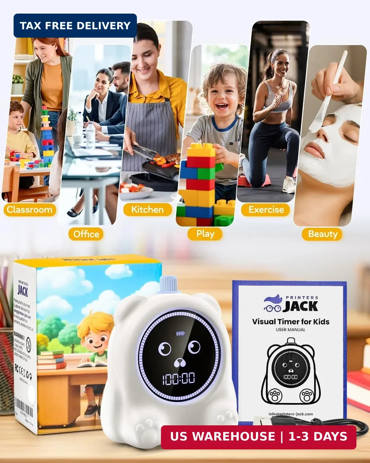 199 Min Visual Timer for Kids, 2 Minute teenth Brushing, Cute Bear Deign | Adjus