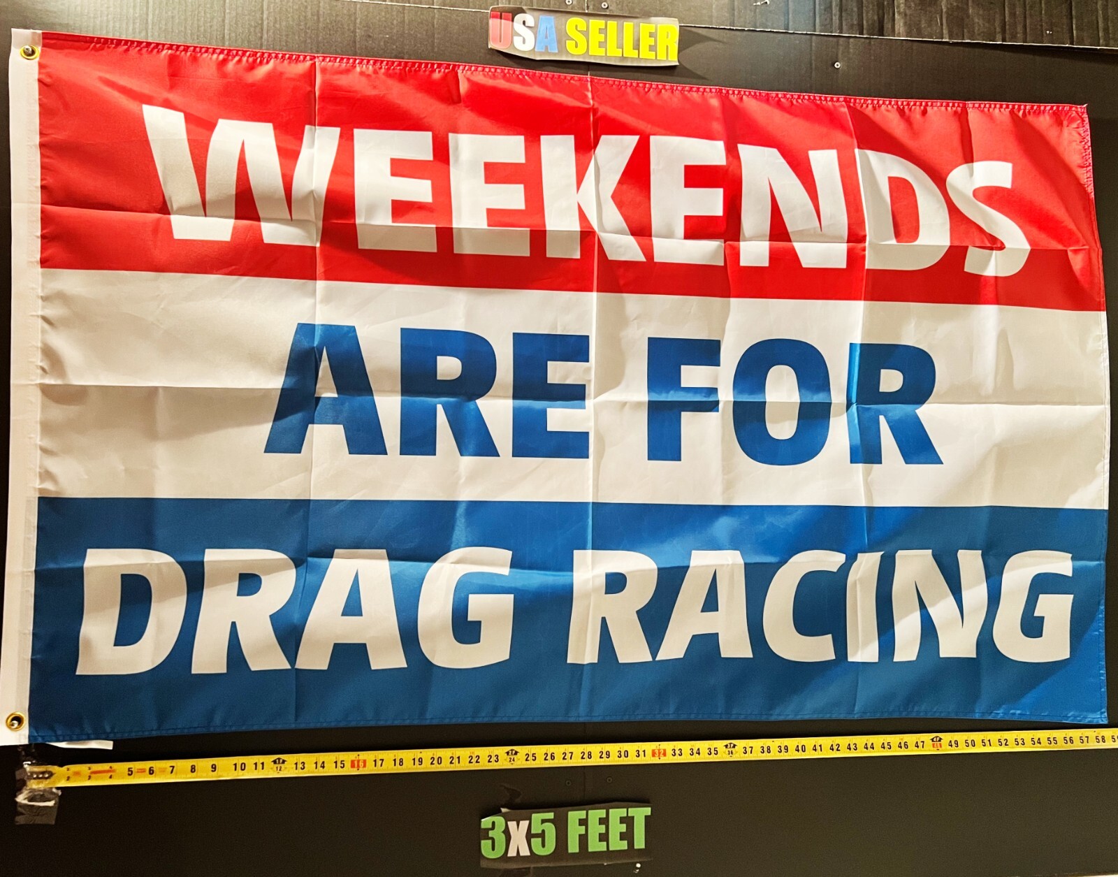 Racing Flag FREE USA SHIPPING Drag Racing Cave Nascar Dirt Racing Beer Sign 3x5'