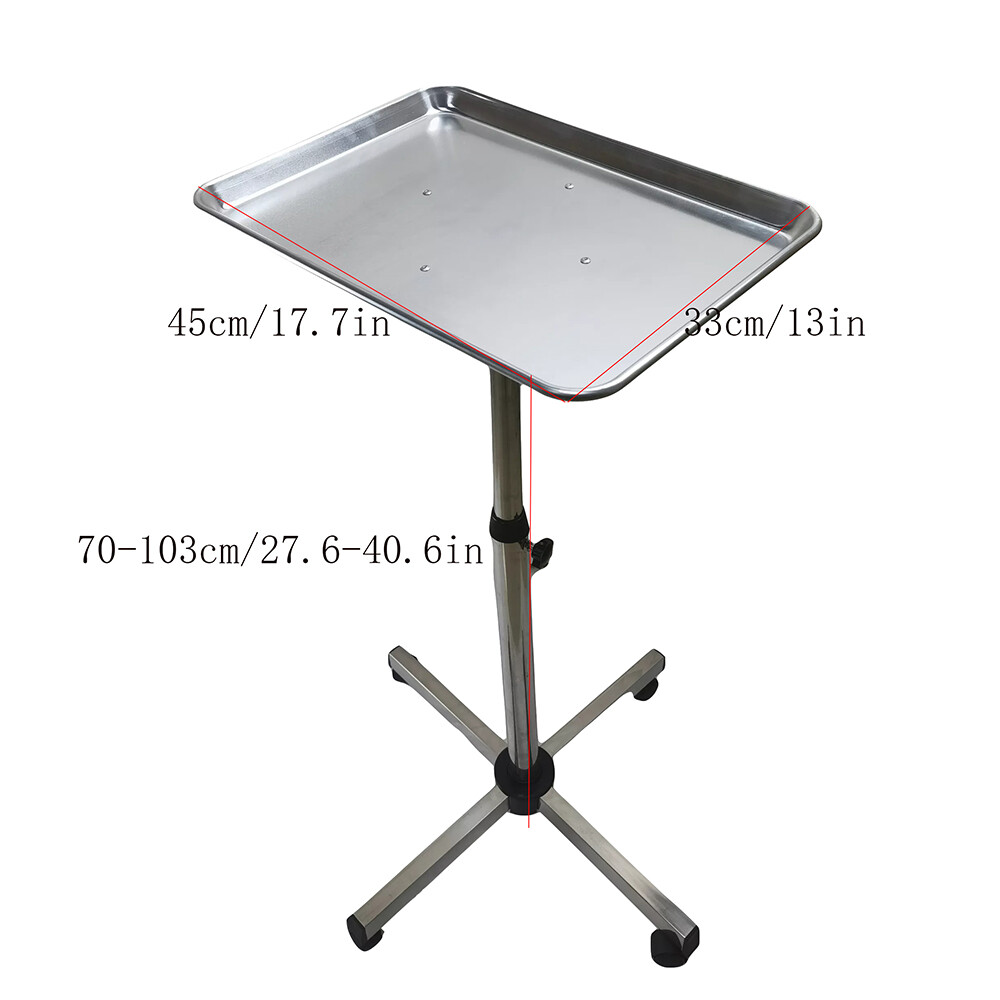 Stand Medical Trolley Mobile Rolling Cart Aluminium Alloy Tray for Salon Tattoo