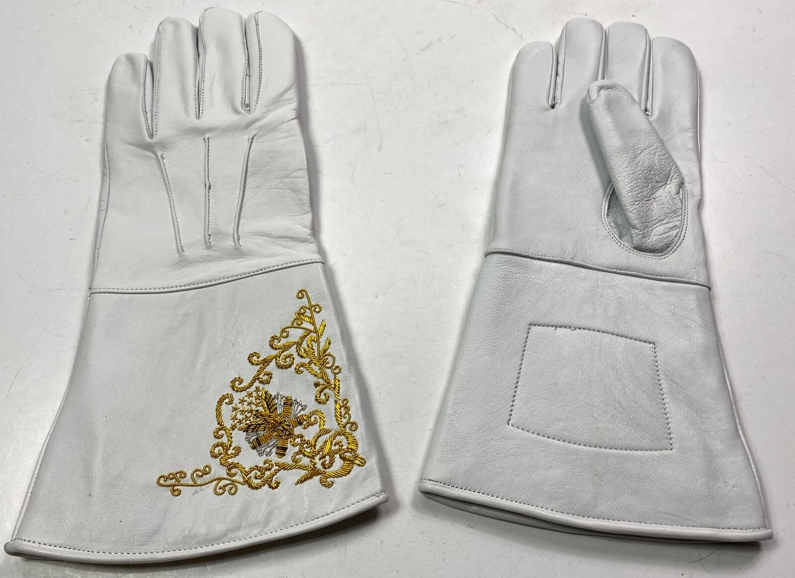 CIVIL WAR CS CSA CONFEDERATE EMBROIDERED LEATHER GAUNTLETS GLOVES-XLARGE