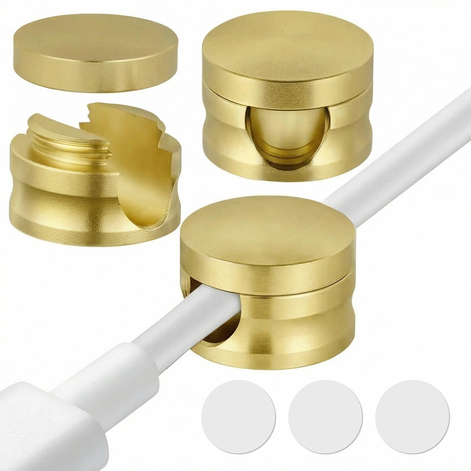 Kofuyni 3 Pack Upgraded Cord Management Clips with Extra-Large Adhesive Gold