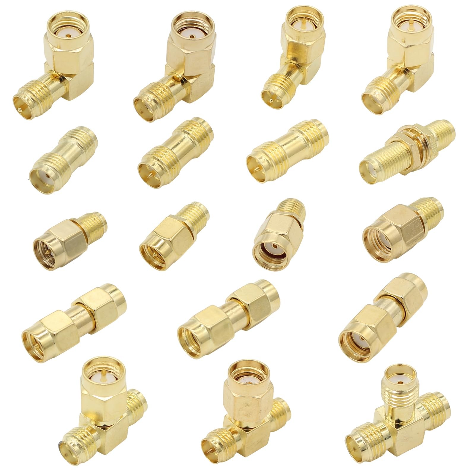 exgoofit SMA Adapter Kit, 18pcs, Gold Plated, Compatible with FPV 18 Type Set