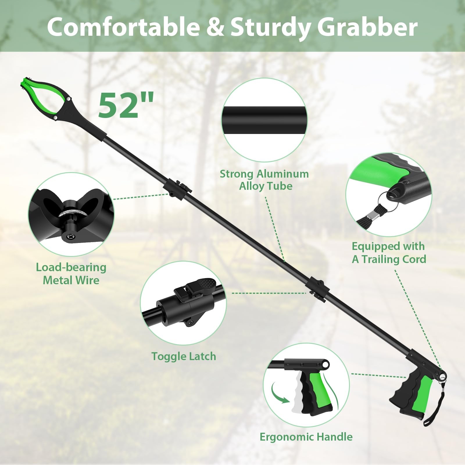 Grabber Reacher Tool 52 in Extra Long Foldable Pickup Tool with Magnet