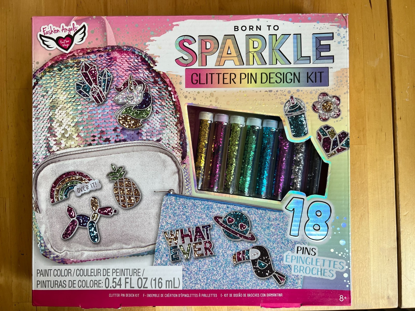 Fashion Angels Born to Sparkle Glitter Pin Design Kit 18 Pins DIY Craft New