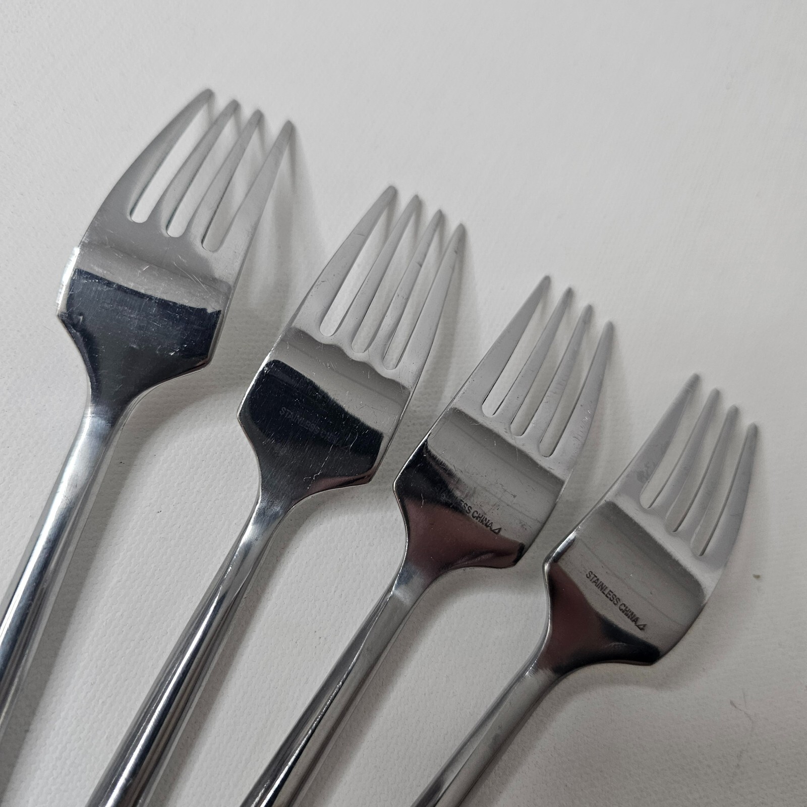 Hampton Salad Fork Stainless Lot of 4 Hexagonal Handle Flatware Glossy