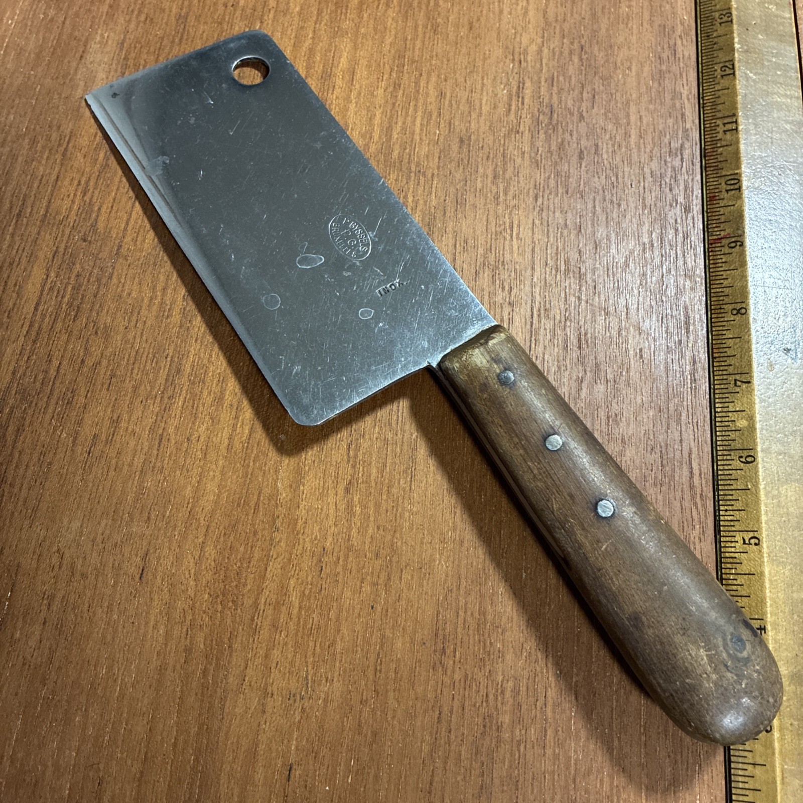 Vintage P Gyssels P G Bruxelles Inox Stainless Cleaver Knife 6” Butcher 1950’s
