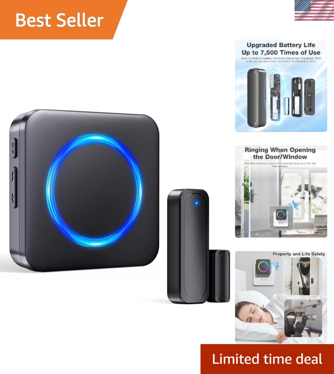 Elegant Wireless Door Chime for Home & Business - 700ft Range with Child Alerts