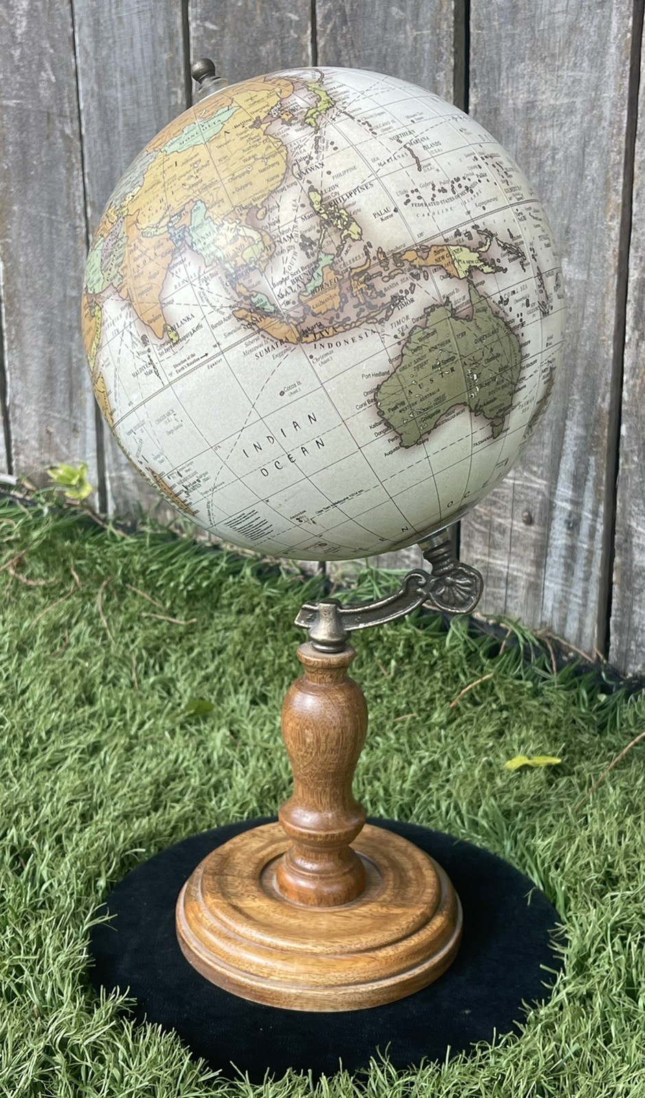 Beautiful VTG Mid Century 16” Tall Rotating 8” Table Desk GLOBE on Wooden Stand