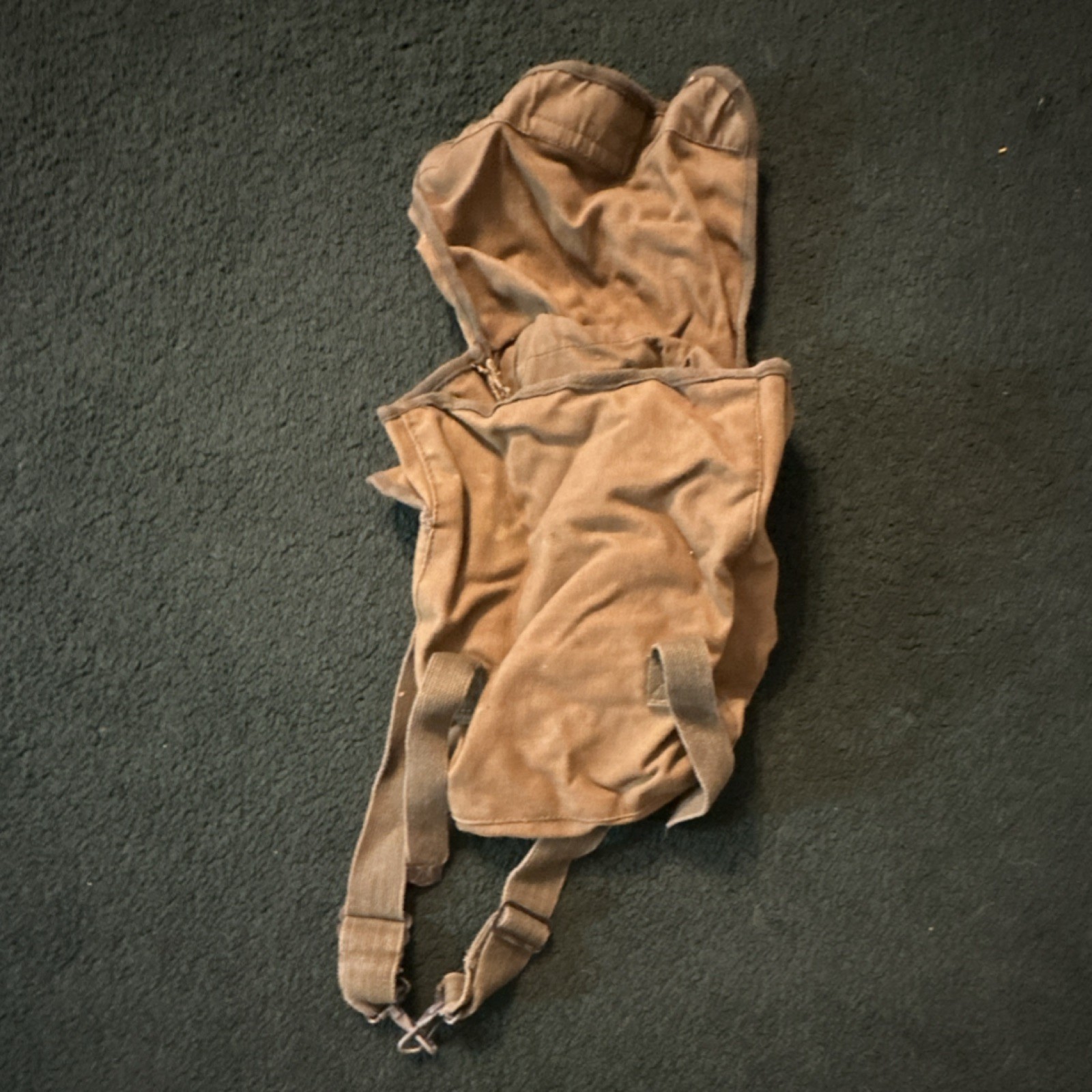 Military Surplus Canvas Backpack Bag with Straps Tan Vintage Militaria Theme