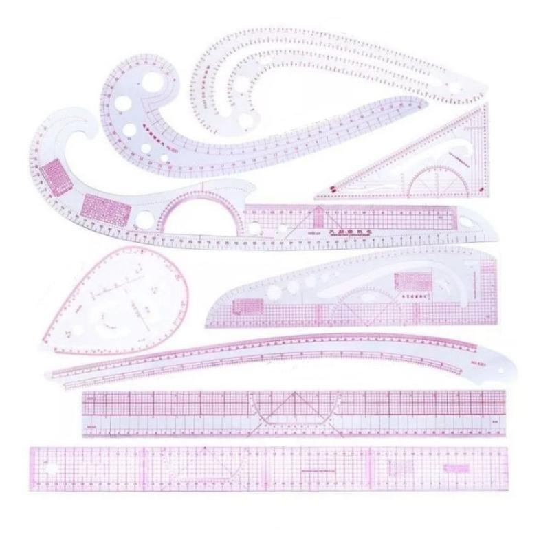 9pcs Metric Sewing Ruler Set Curve Drawing Stencil Diy Pattern Tool Kit