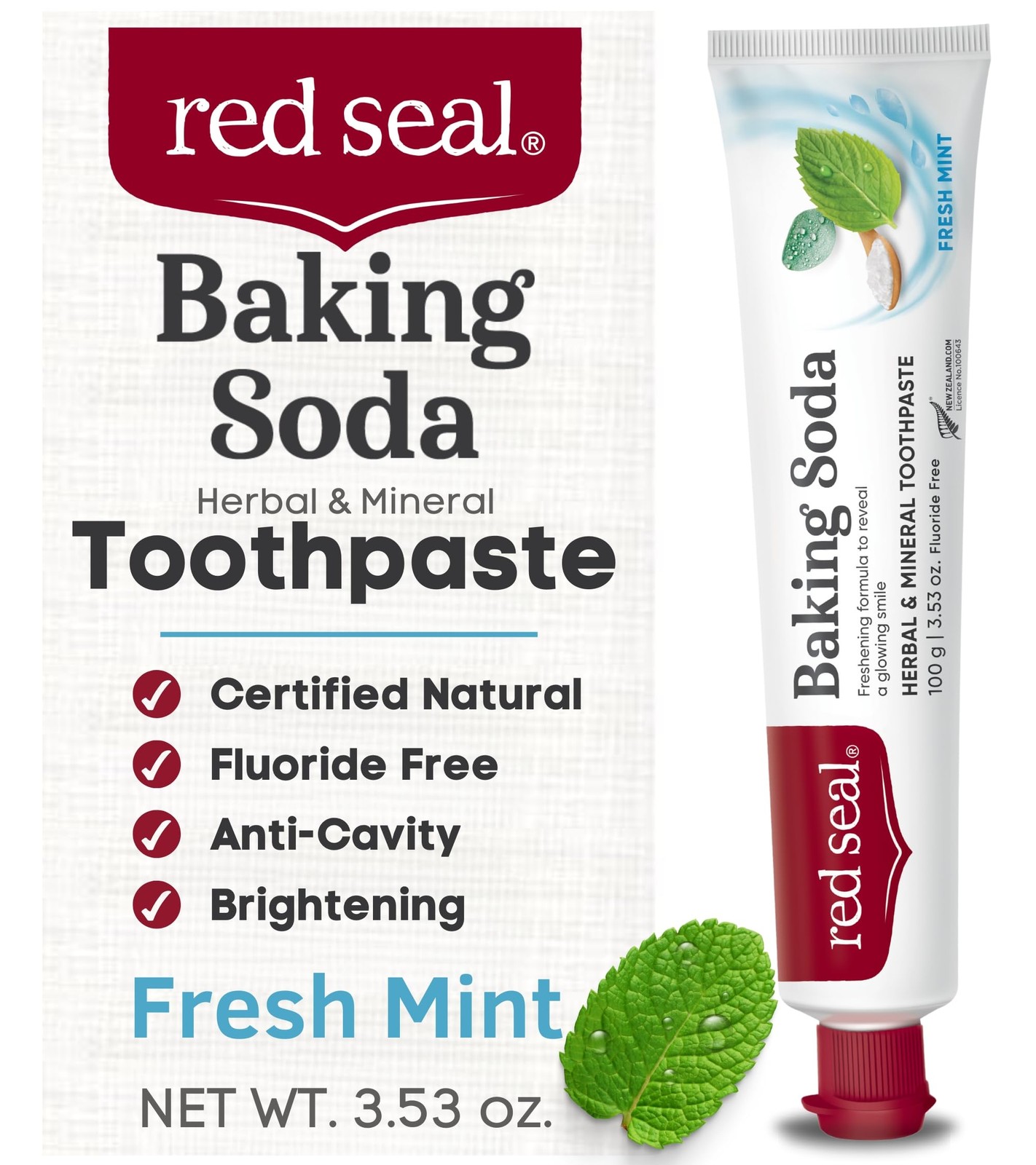 Red Seal Fluoride Free Toothpaste - Baking Soda - 3.5 Ounce (Pack of 1)