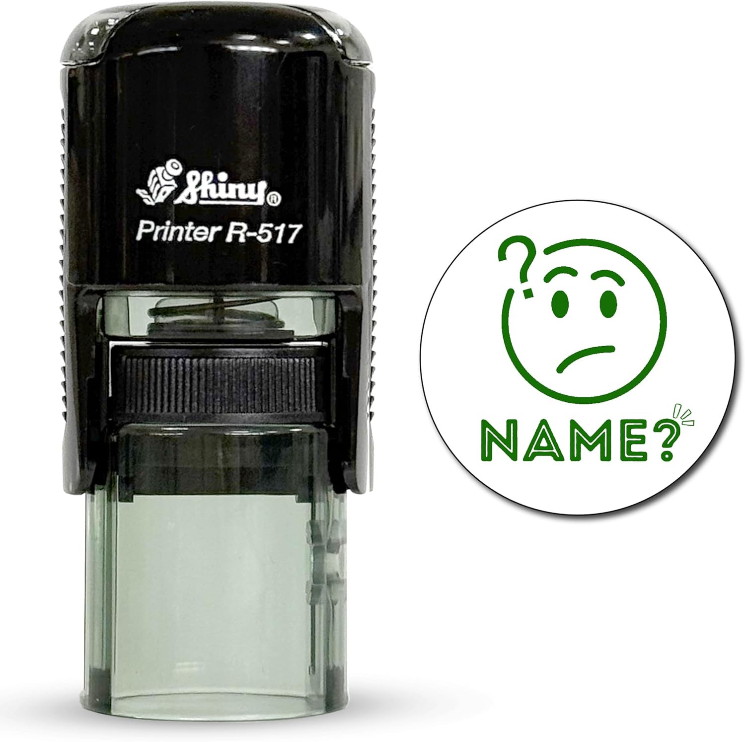 No Name Teacher Stamp, Round Self Inking Stamp for Classroom, Green Ink