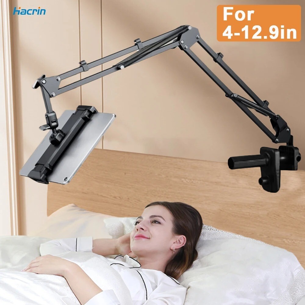 Tablet Holder For iPad Stand 360° Rotating Adjustable Bed Tablet Mount Stand For