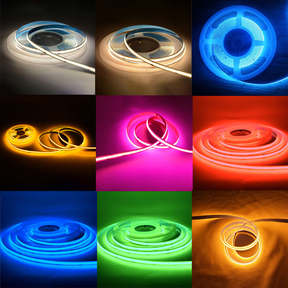 16.4ft COB LED Light 12/24V 384/528 LED/M IP20 Light Strips for Room Cuttable