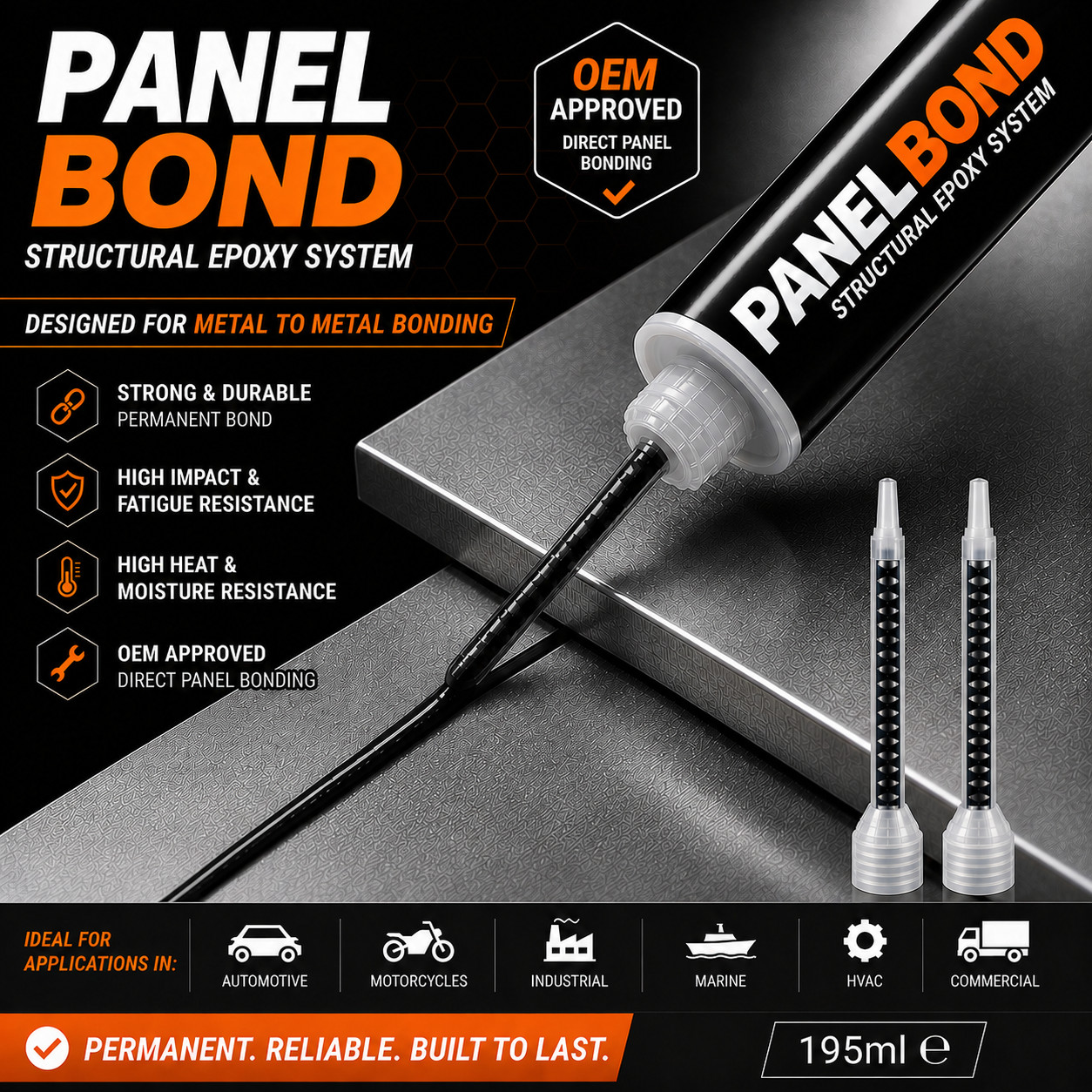 2K Panel Bond Epoxy Adhesive 195ml OEM Approved Structural Metal Bond (Wayside)