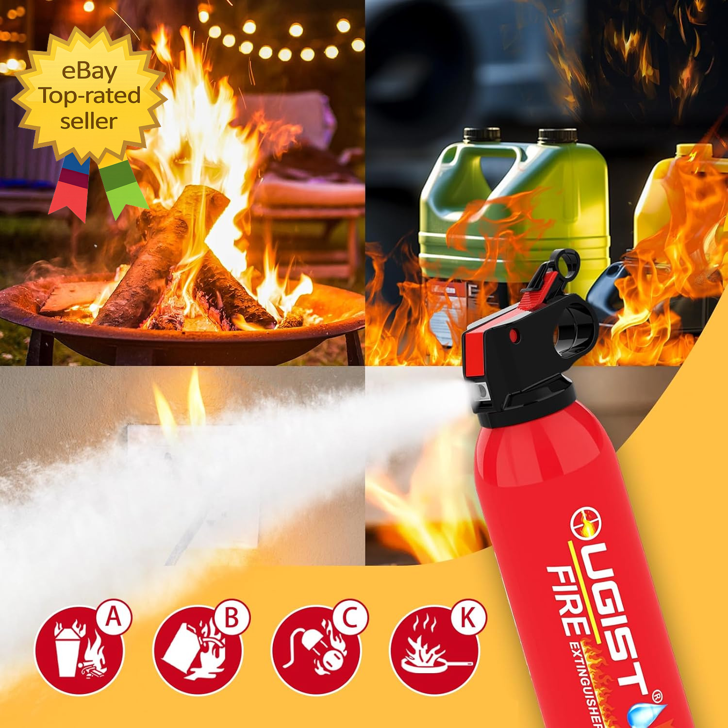 Small Portable Fire Extinguisher for Home and Kitchen 21Oz Each 1 Pack Water Ba