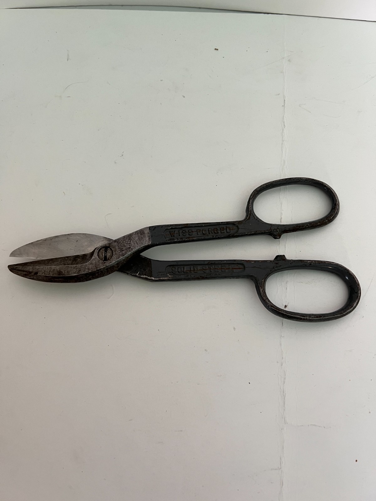Vintage Wiss A-12 Tin Snips 8" USA Forged Steel Metal Shears Cutter