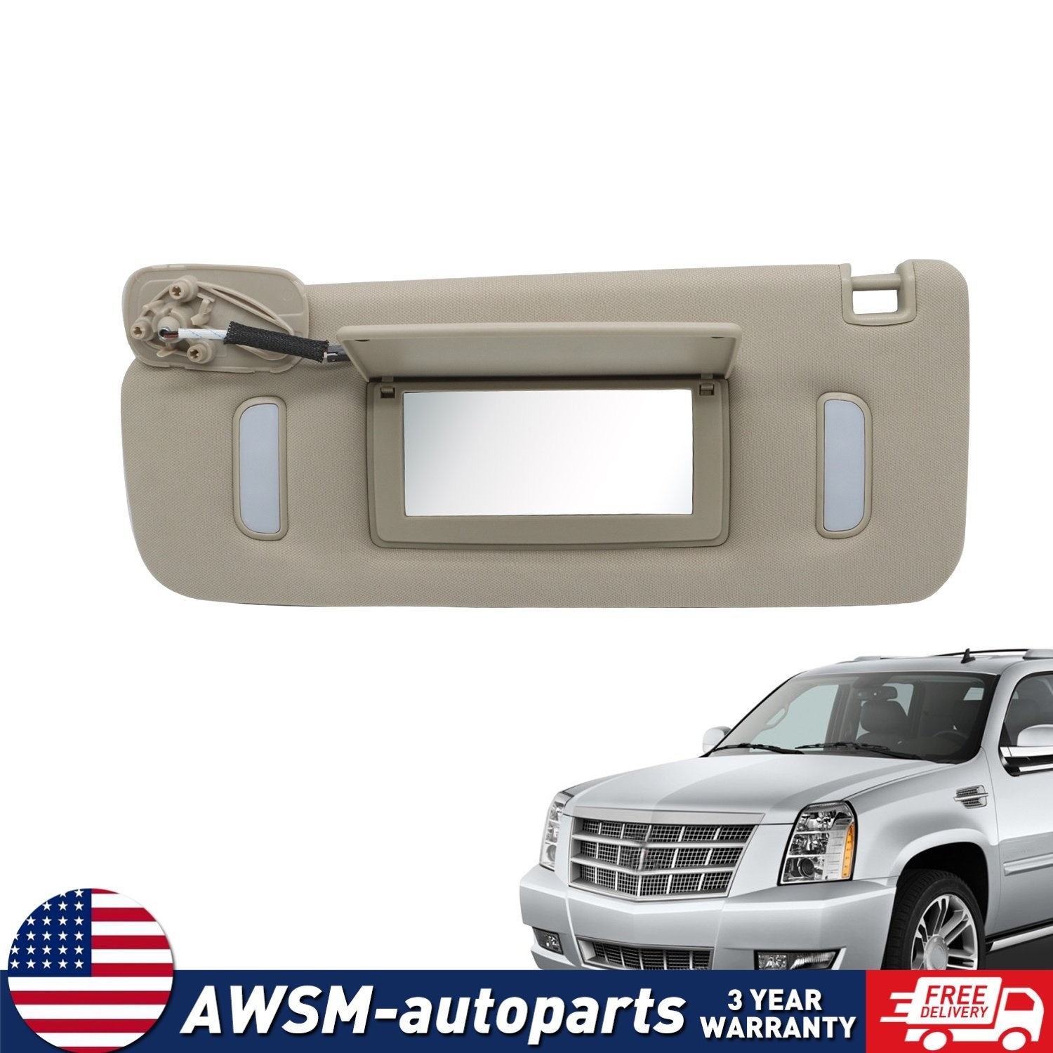 Interior Driver Side Sun Visor Shade Gray For 2007-2014 Chevrolet GMC 22850306