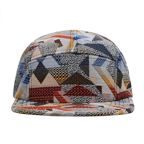 5 Panel Camper Hat | Multi-Color Unique Designs | Caps for 7 1/2-7 5/8 Geo Red