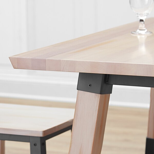 30" x 96" Rectangular Solid Wood Live Edge Restaurant Table Top in White Wood