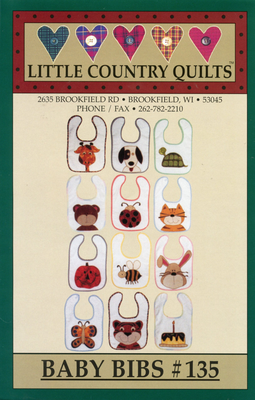 Baby Bibs Sewing Pattern Little Country Quilts 135 Applique Animals Insects Cake