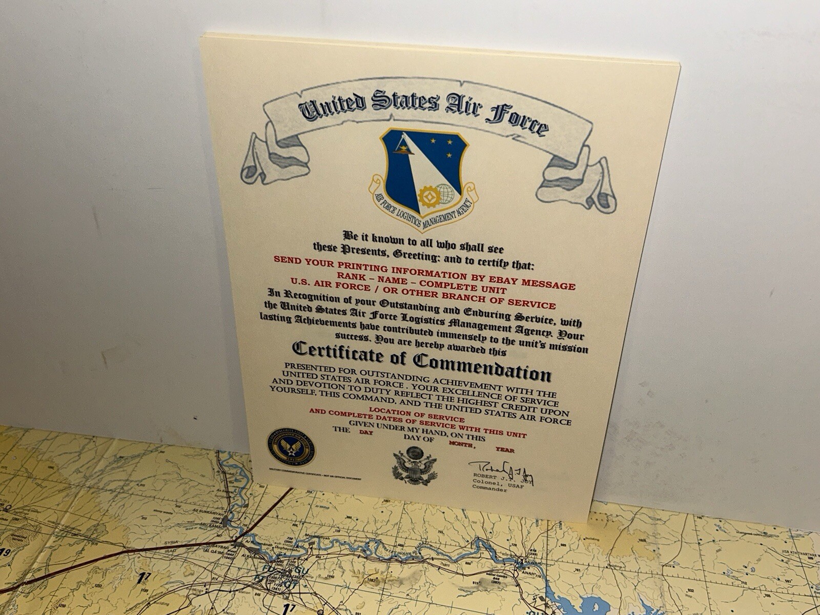 U.S.A.F. / AIR FORCE LOGISTICS MANAGEMENT AGENCY - CERTIFICATE OF COMMENDATION