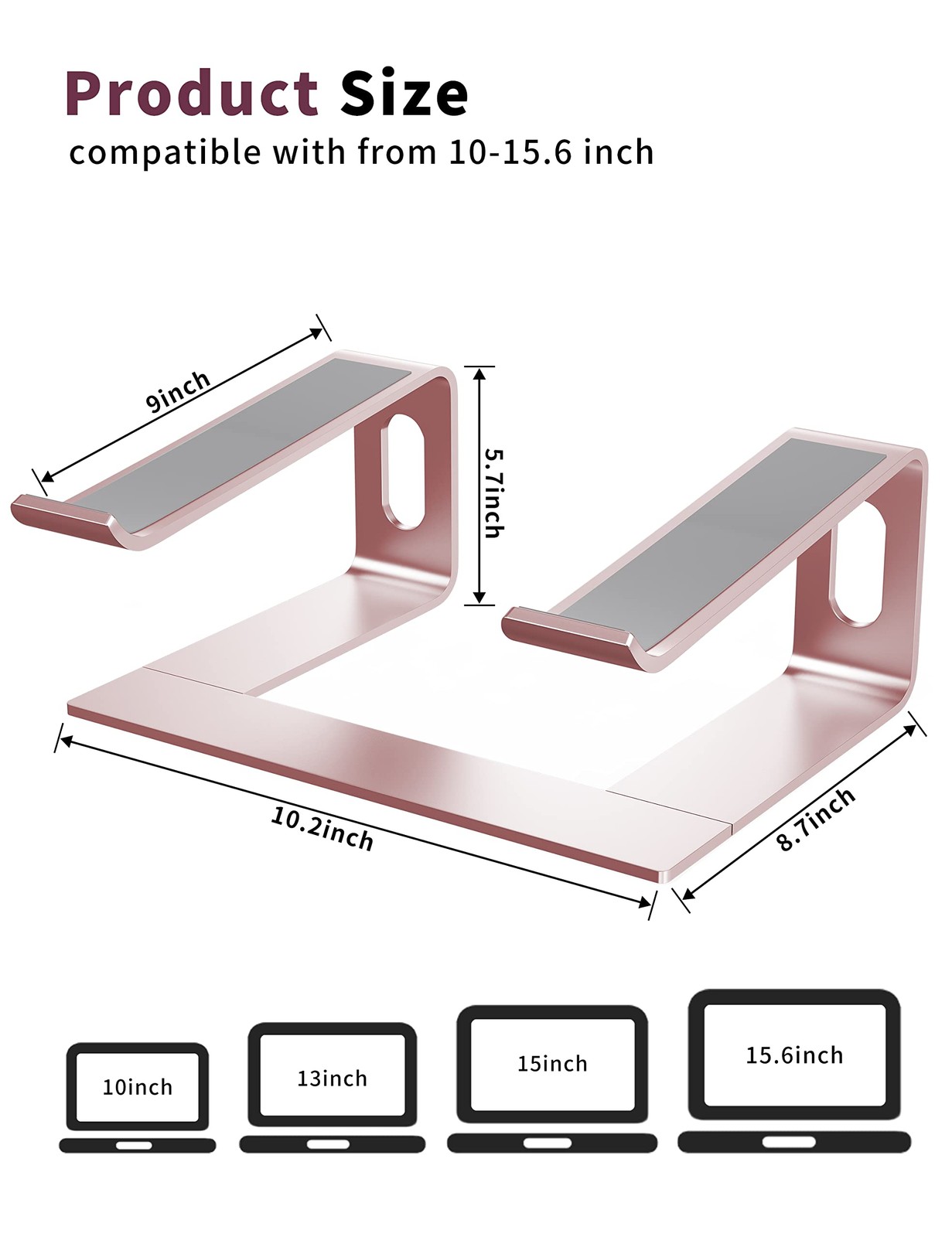Aluminum Laptop Stand Portable Computer Riser Metal Notebook Stand Holder