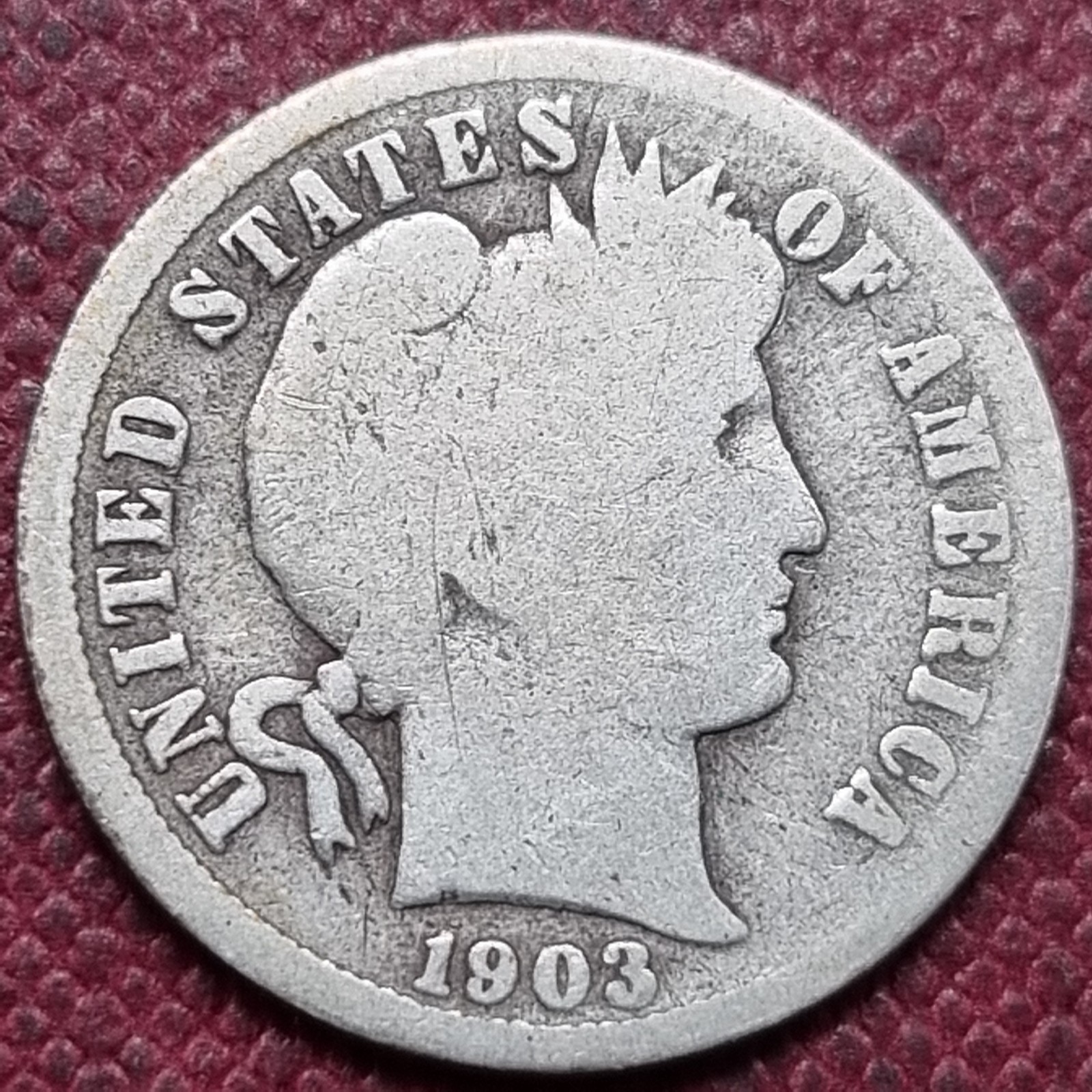 1903 S Barber Dime 10c Circulated #103059